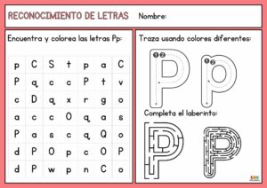fichas descargables en pdf del trazo de la letra p