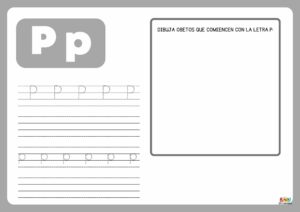 fichas descargables en pdf del trazo de la letra p