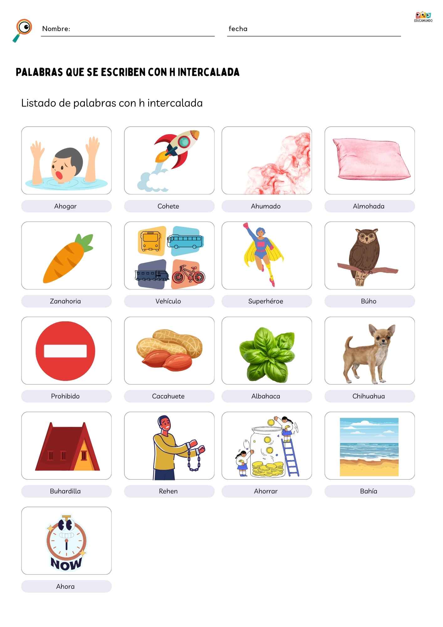 Palabras con H Intermedia | EducaMundo