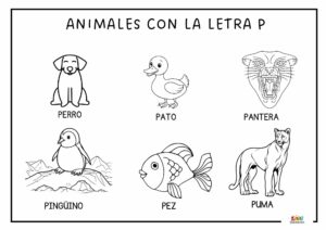 fichas de dibujos con la letra P