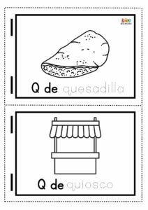 fichas de dibujos con la letra Q