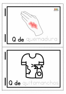 fichas de dibujos con la letra Q