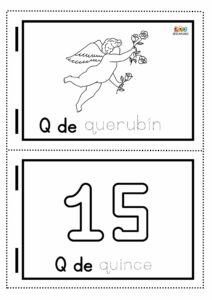 fichas de dibujos con la letra Q