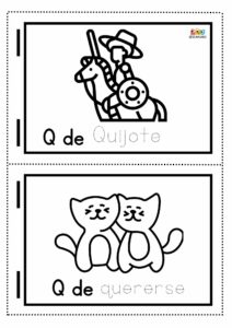 fichas de dibujos con la letra Q