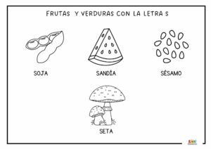 dibujos de frutas y verduras con la letra S