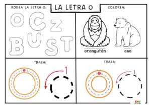 fichas de trazo de la letra o descargables 3