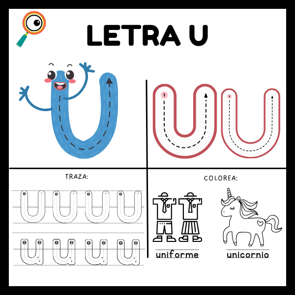 FICHAS gratuitas de trazo de la letra U