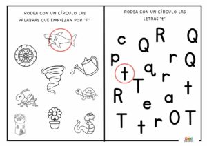 fichas de trazo de la letra T