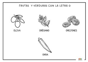 fichas descargables con dibujos de la letra O