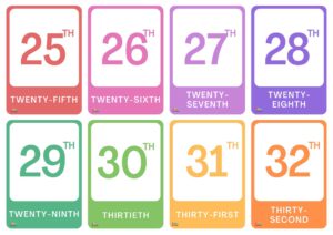 números ordinales para fichas descargablees