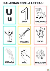 fichas de palabras con la letra U