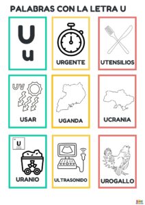 fichas de palabras con la letra U