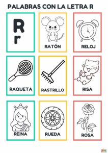 fichas de palabras con la letra R