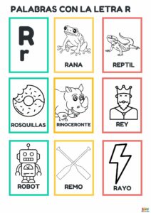 fichas de palabras con la letra R