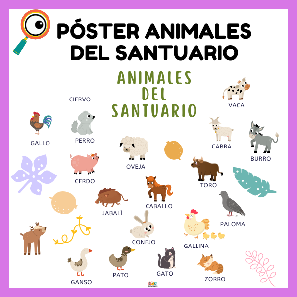 poster para decorar el aula de los animales del santuario