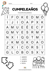 sopa de letras para ninos tematica cumpleanos 4