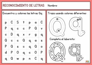 fichas de trazo de letras q