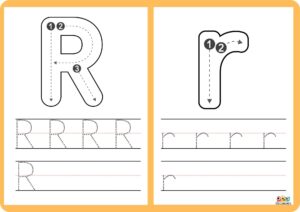 fichas de trazos con la letra R 