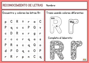 fichas de trazos con la letra R 