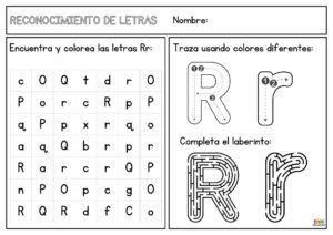fichas de trazos con la letra R 