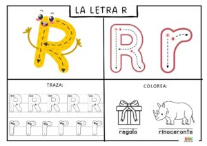 fichas de trazos con la letra R 