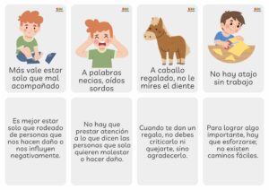 fichas de refranes para niños con dibujos en pdf