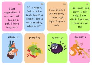 fichas de adivinanzas de animales en ingles para niños