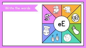 fichas de la letra e en ingles