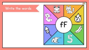 fichas de la letra f en ingles