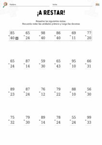 fichas de restas sin llevar para ninos 27