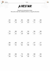 fichas de restas sin llevar para ninos 28