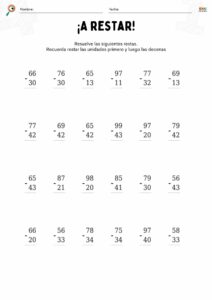 fichas de restas sin llevar para ninos 29