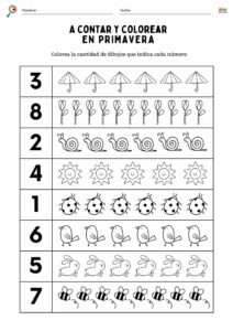 fichas para contar y colorear 1