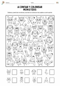 fichas para contar y colorear 5